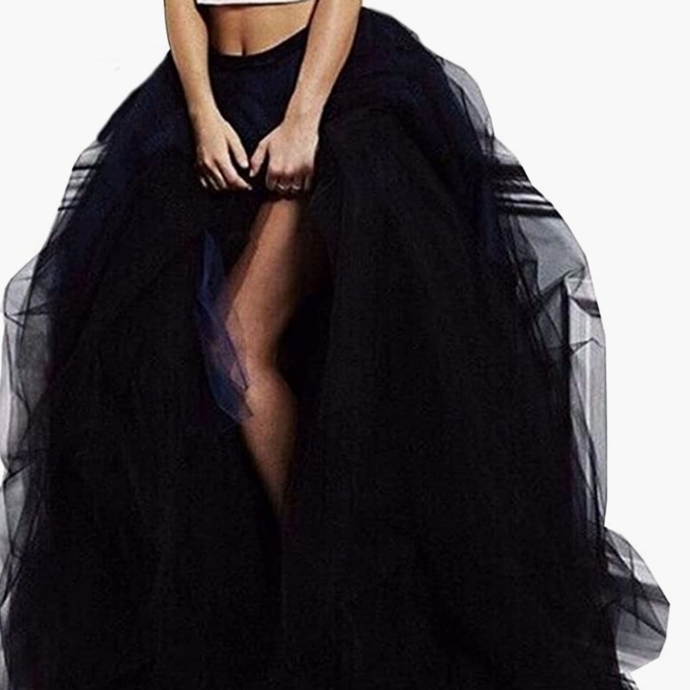 XL Maxi Tulle Floor Length Layered High Waist Spectial Occasion Skirt